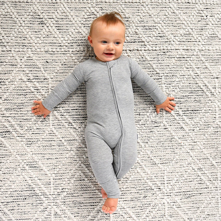 Riley Ribbed ZIP Bamboo One Piece Two Way Zipper Baby Outfit
