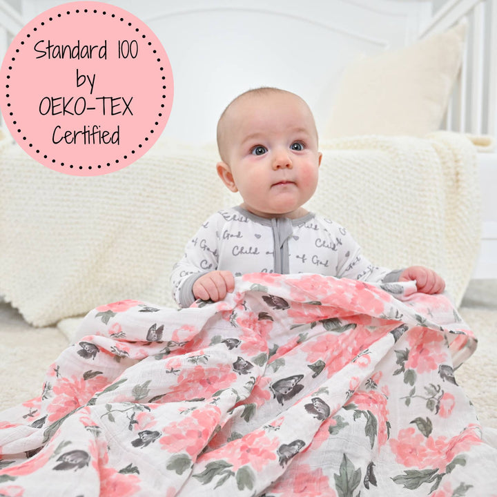 Pretty in Peony Baby Muslin Swaddle Blanket