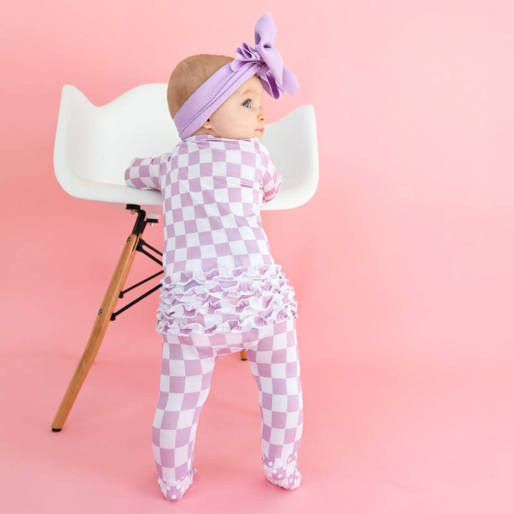 Myla Purple Checks RUFFLE ZIP Bamboo Sleepies Little Outfit