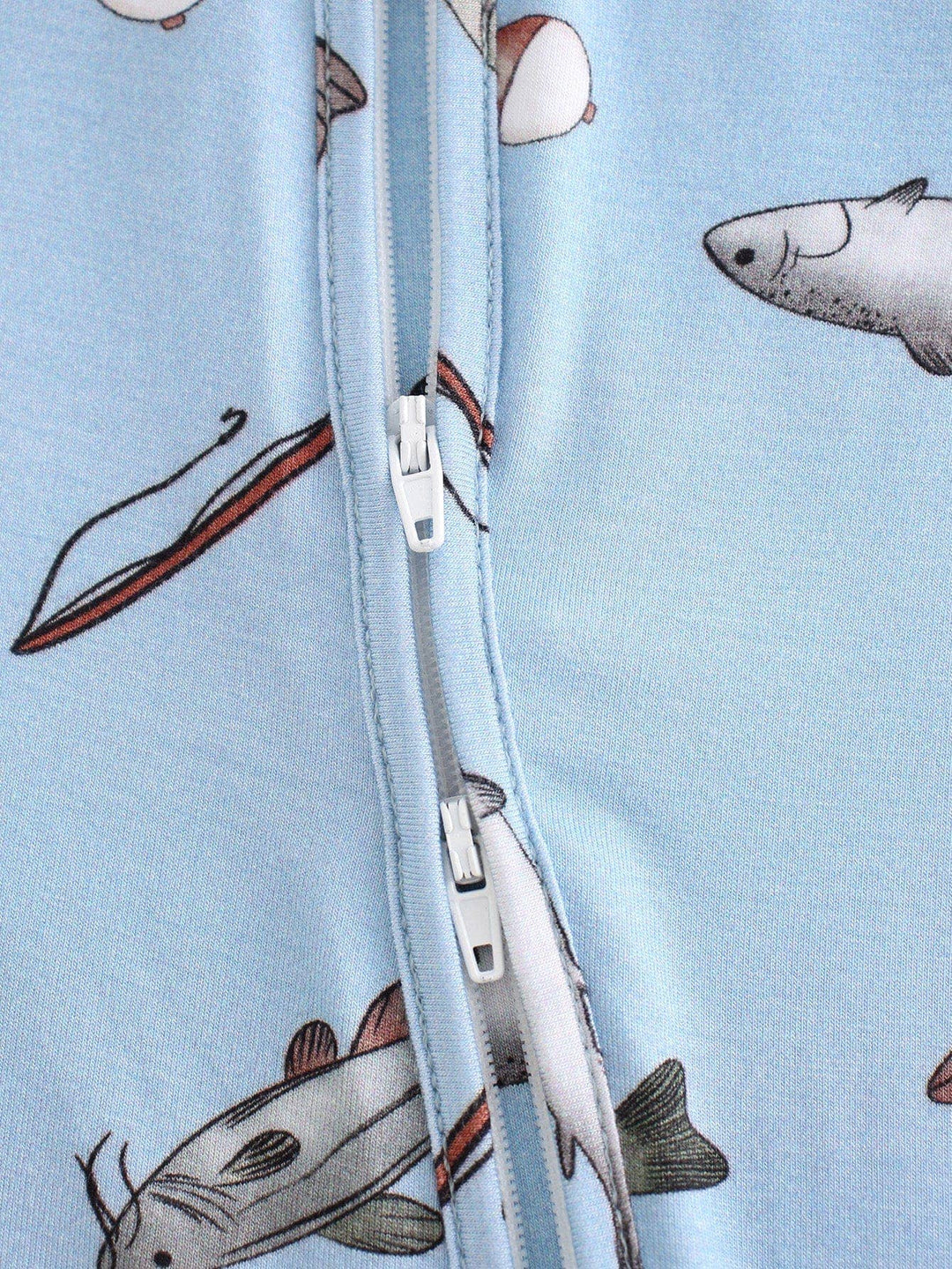 PoshTOT Blue Fish Bamboo Baby Convertible Zippy Romper