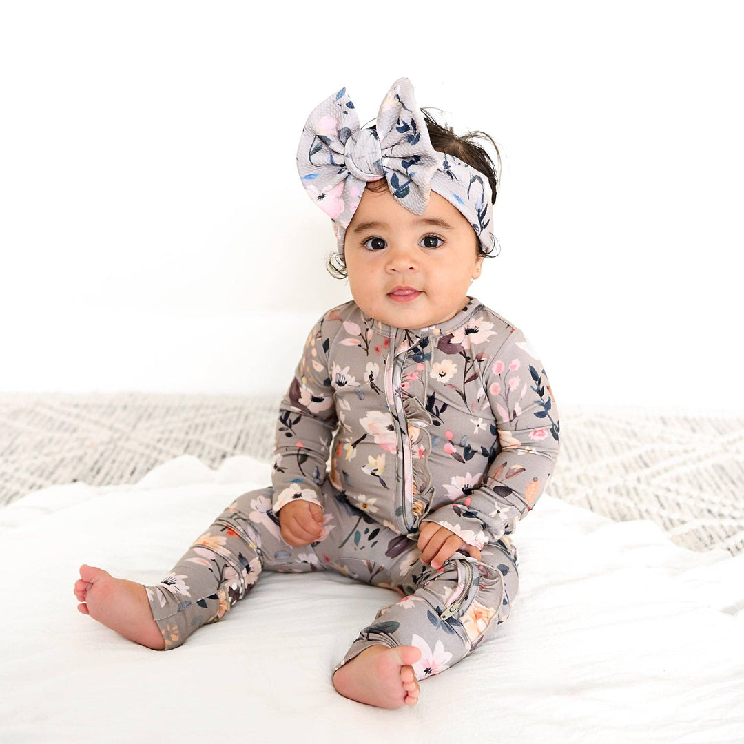 Tatum RUFFLE ZIP Bamboo One Piece Floral Baby Clothing