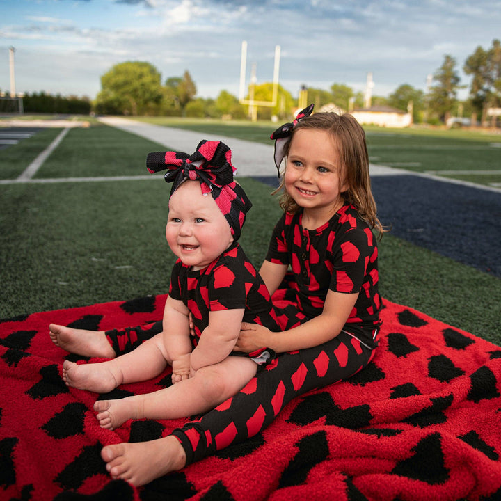 Georgia Black & Red Plush Blanket