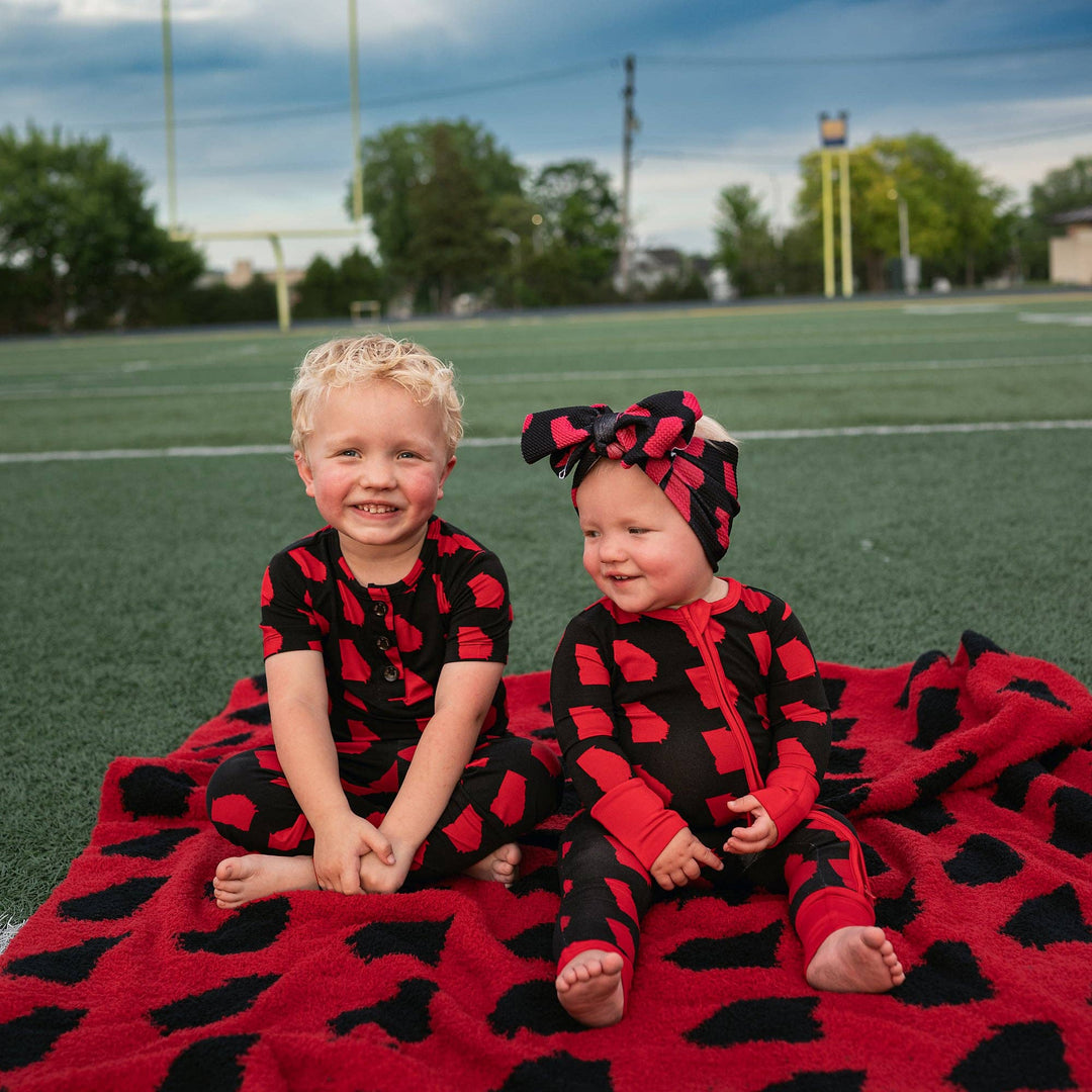 Georgia Black & Red Plush Blanket