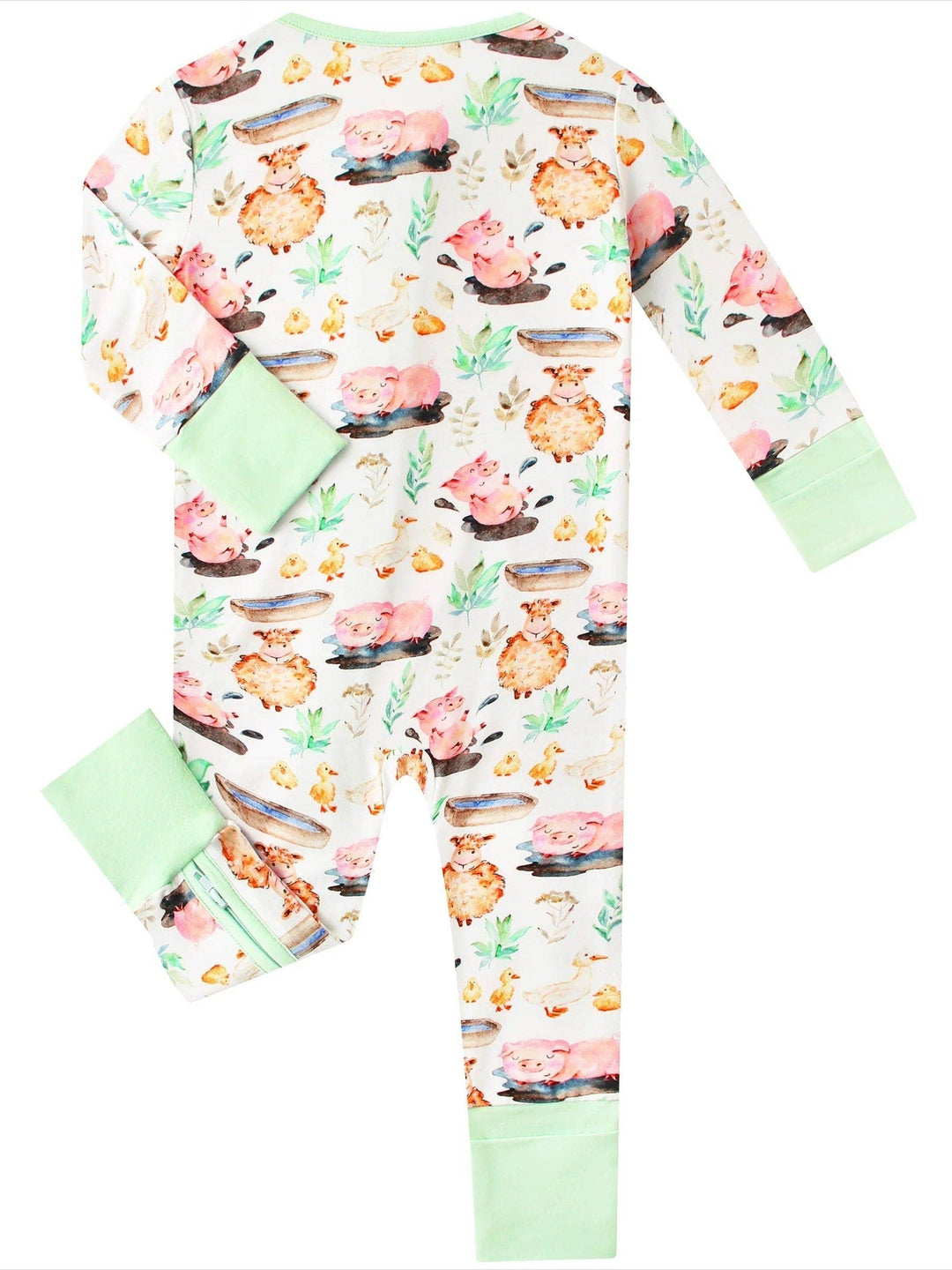 PoshTOT Little Yellow Sheep Bamboo Baby Convertible Zippy Romper