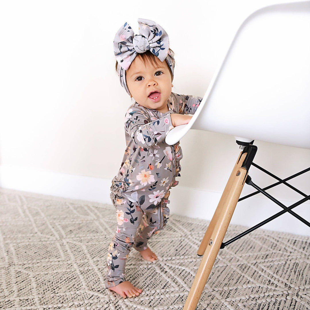 Tatum RUFFLE ZIP Bamboo One Piece Floral Baby Clothing