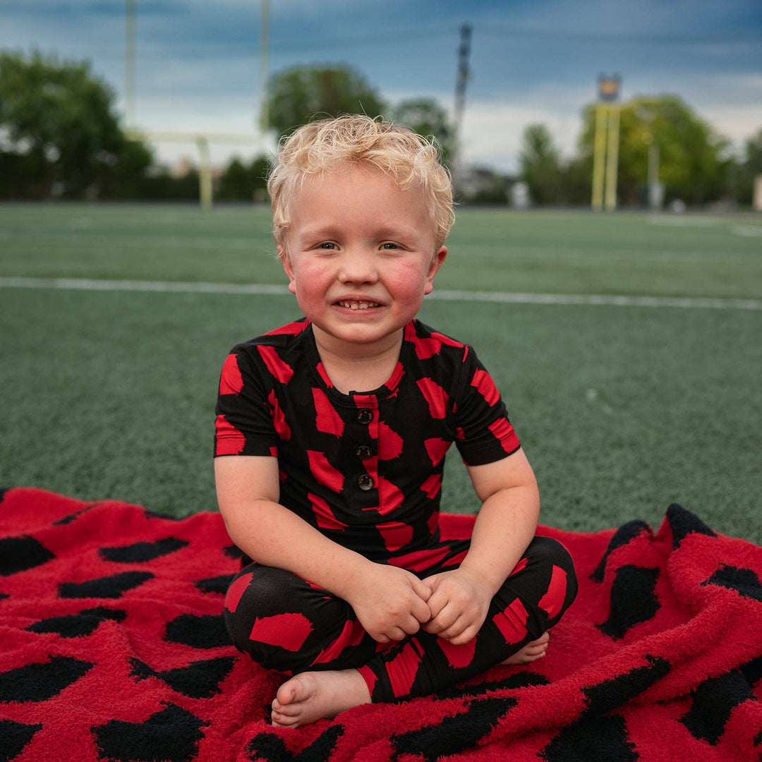 Georgia Black & Red Plush Blanket