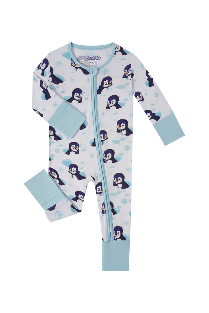 PoshTOT Penguin Bamboo Baby Convertible Zippy Romper