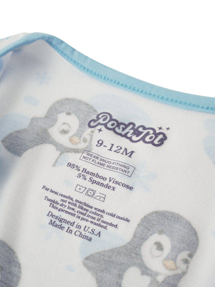 PoshTOT Penguin Bamboo Baby Convertible Zippy Romper