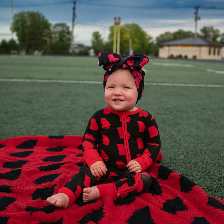 Georgia Black & Red Plush Blanket