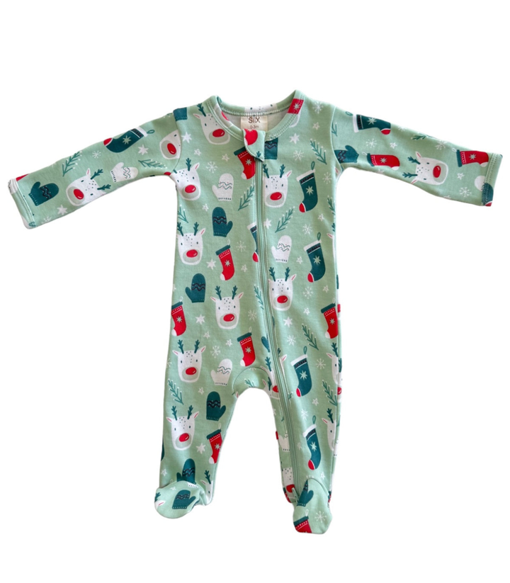 Reindeer / Organic Zip Footie