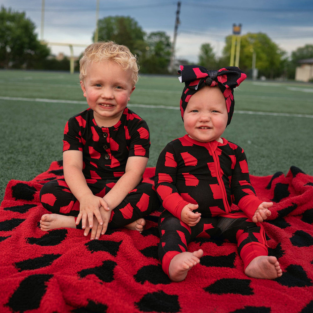 Georgia Black & Red Plush Blanket