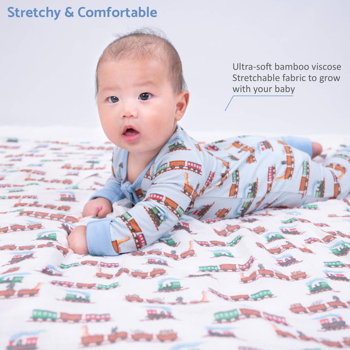 Bamboo Baby Convertible Zipper Pajama Choo Choo Crew