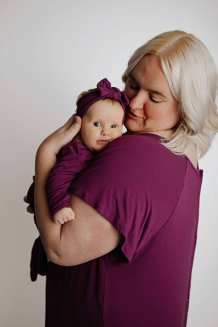 Plum Purple Knotted Newborn Baby Gown