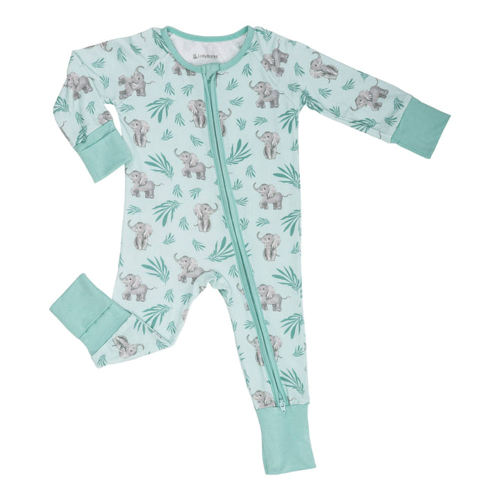 Bamboo Baby Convertible Zipper Pajama Elephant