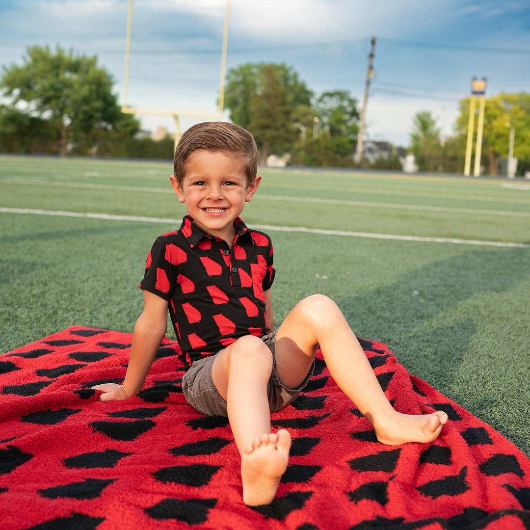 Georgia Black & Red Plush Blanket