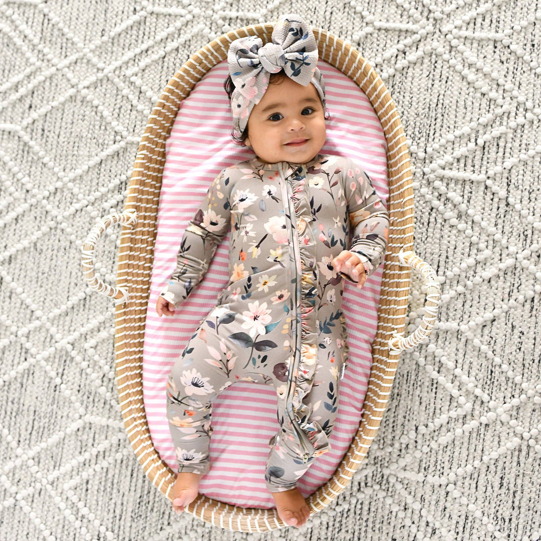 Tatum RUFFLE ZIP Bamboo One Piece Floral Baby Clothing