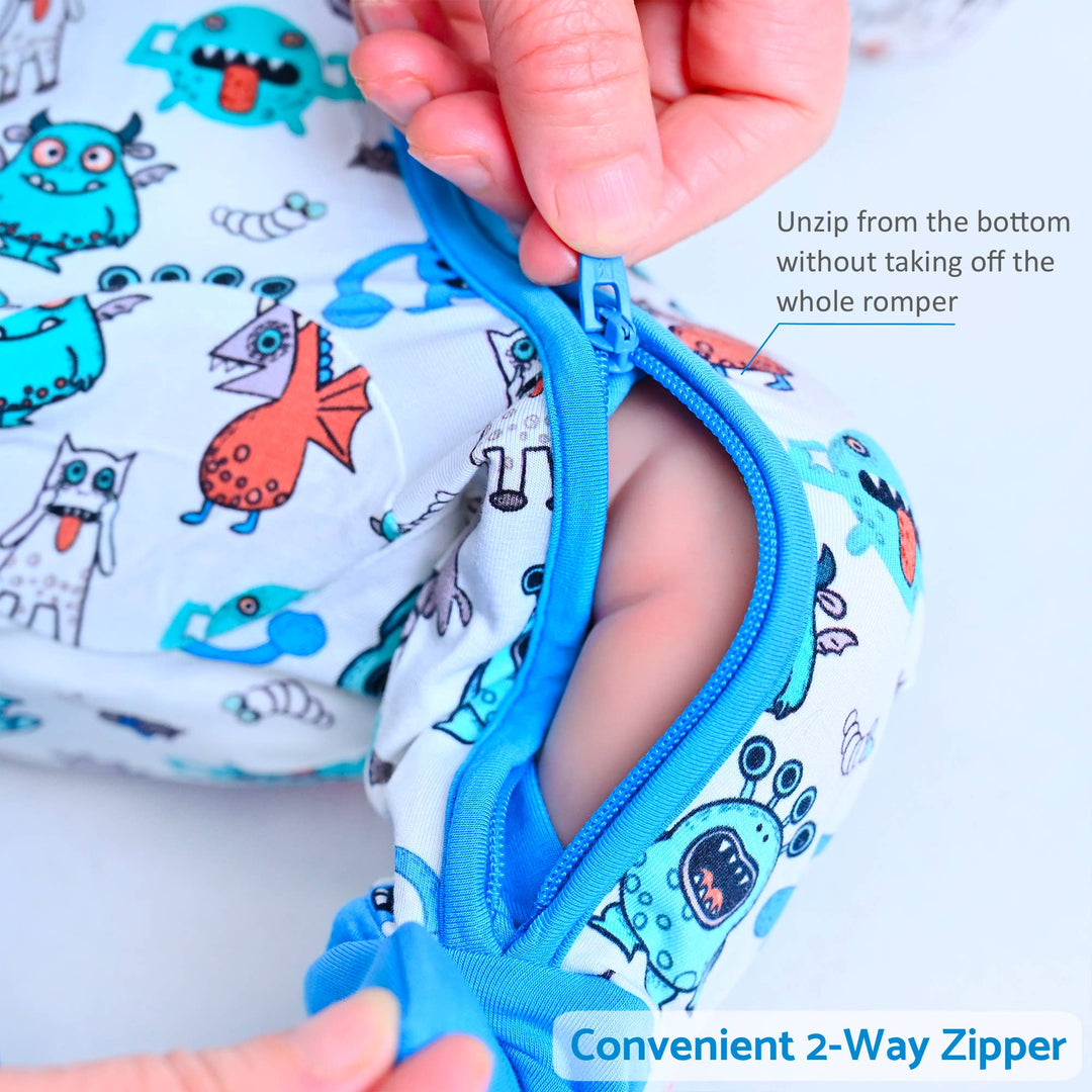 Bamboo Baby Convertible Zipper Pajama Monster Mash