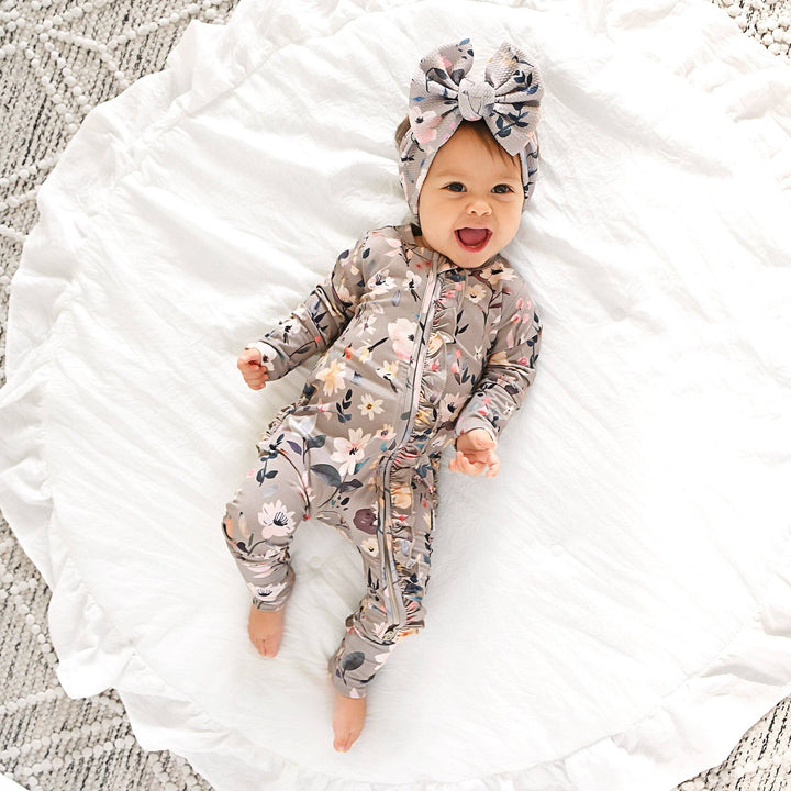 Tatum RUFFLE ZIP Bamboo One Piece Floral Baby Clothing