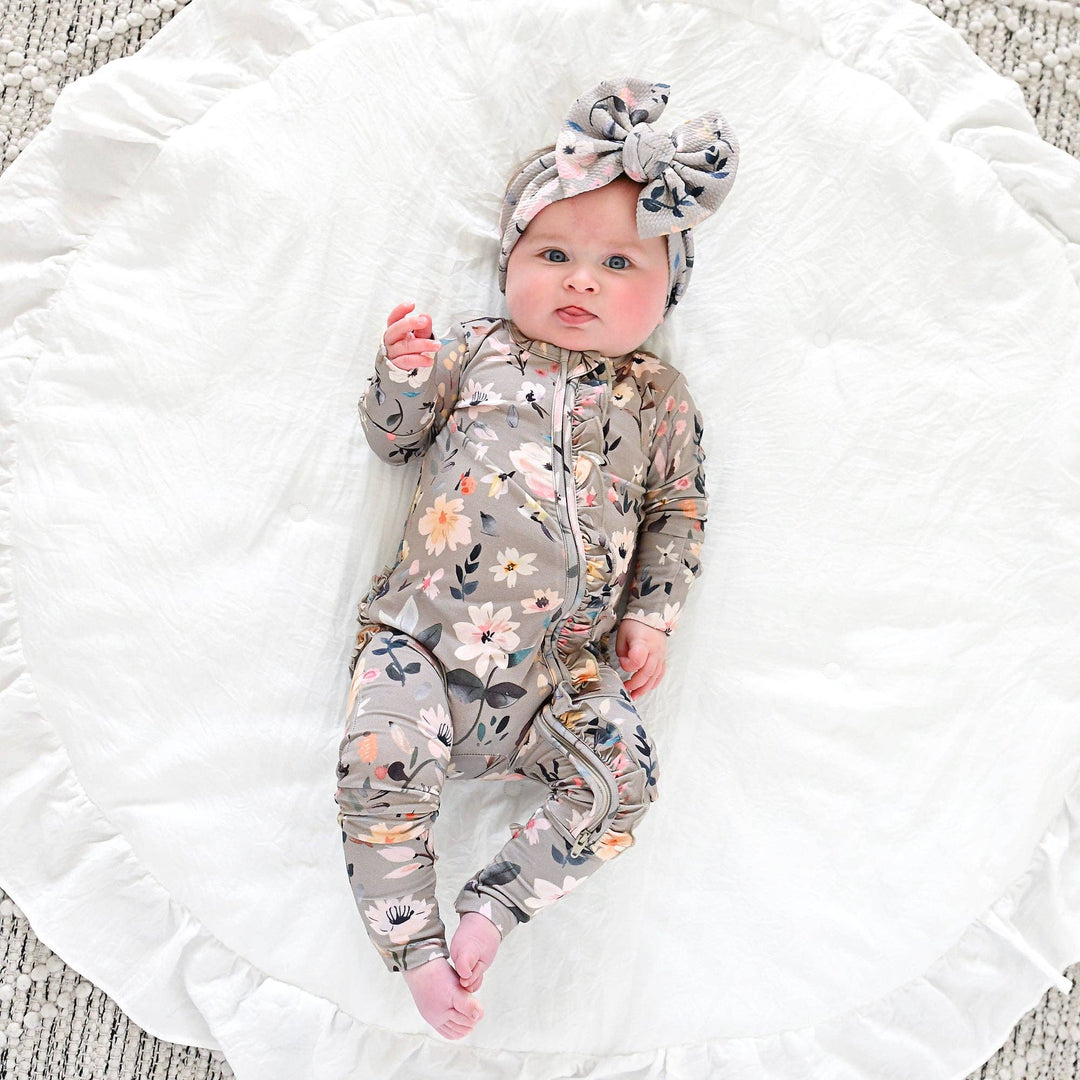 Tatum RUFFLE ZIP Bamboo One Piece Floral Baby Clothing