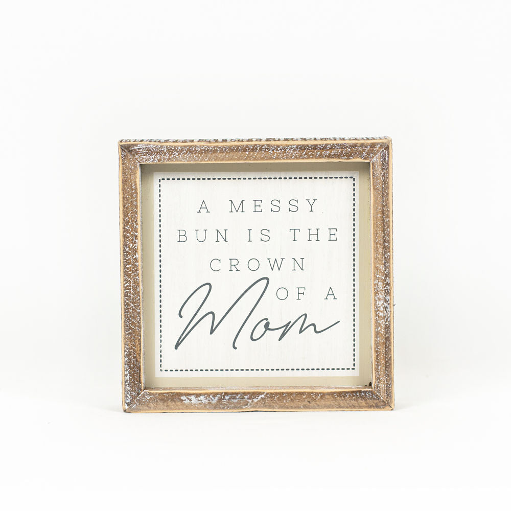 Mom-Messy Bun Reversible Wooden Block