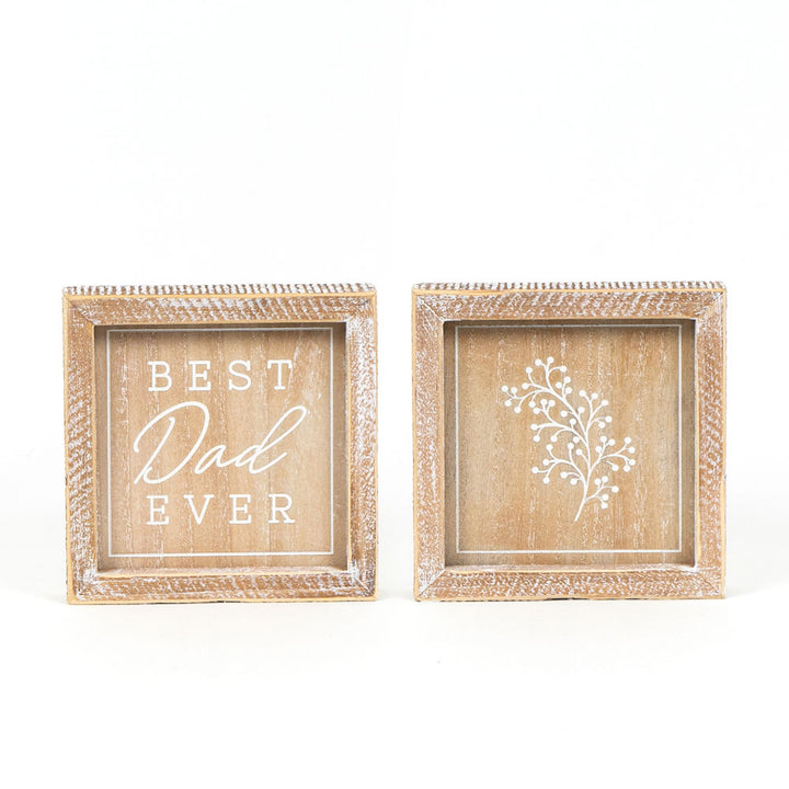 Best Dad Ever Reversible Wooden Block