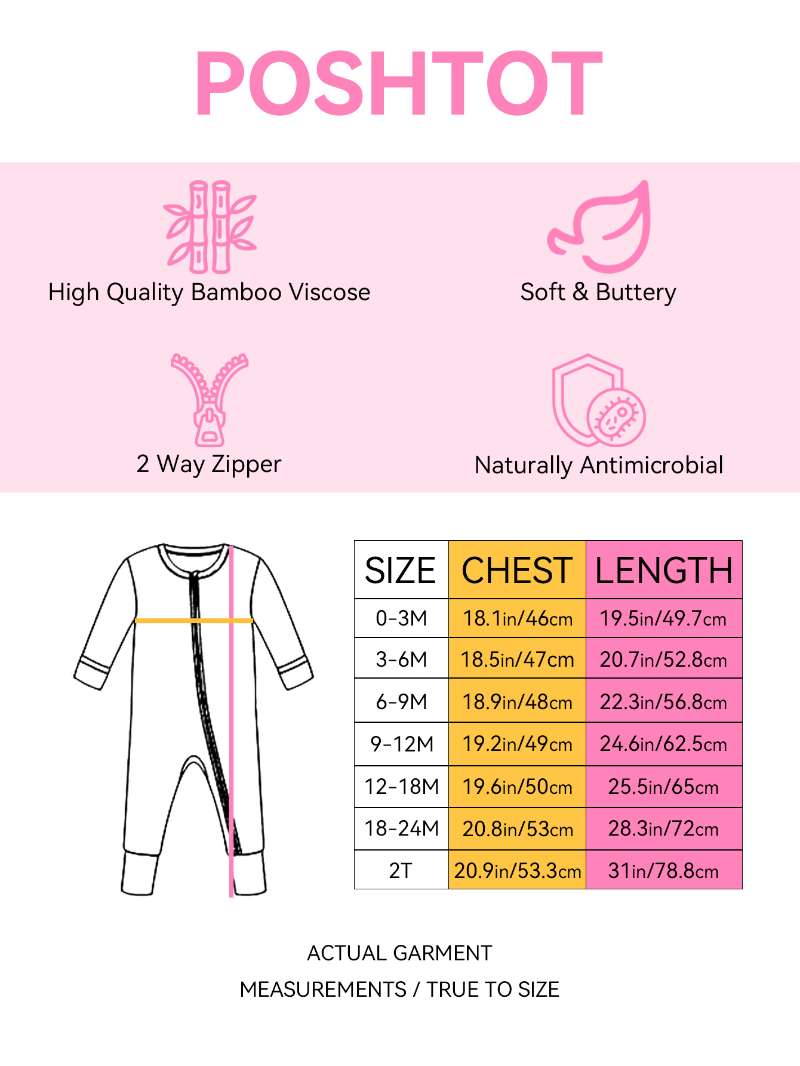 PoshTOT Diana Rose Bamboo Baby Convertible Zippy Romper