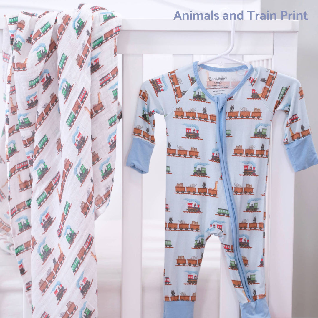 Bamboo Baby Convertible Zipper Pajama Choo Choo Crew