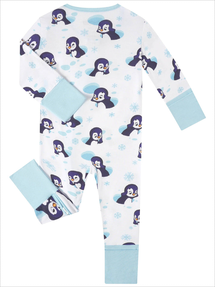 PoshTOT Penguin Bamboo Baby Convertible Zippy Romper