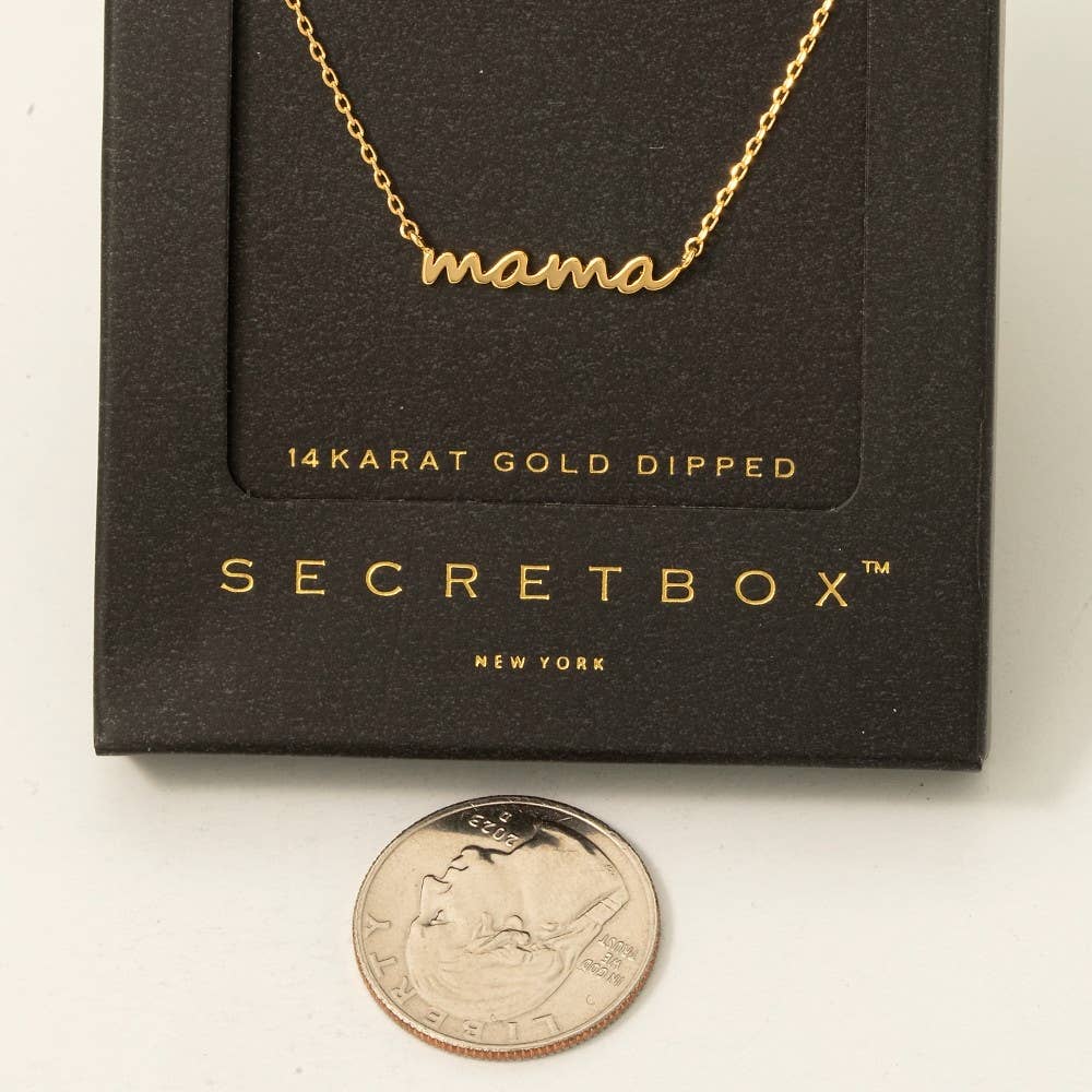 Secret Box Gold Dipped Dainty Mama Pendant Necklace