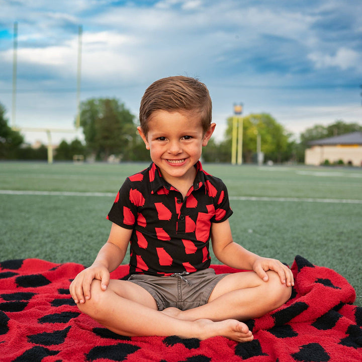 Georgia Black & Red Plush Blanket