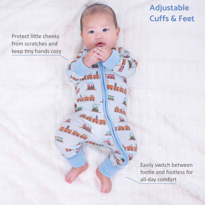 Bamboo Baby Convertible Zipper Pajama Choo Choo Crew