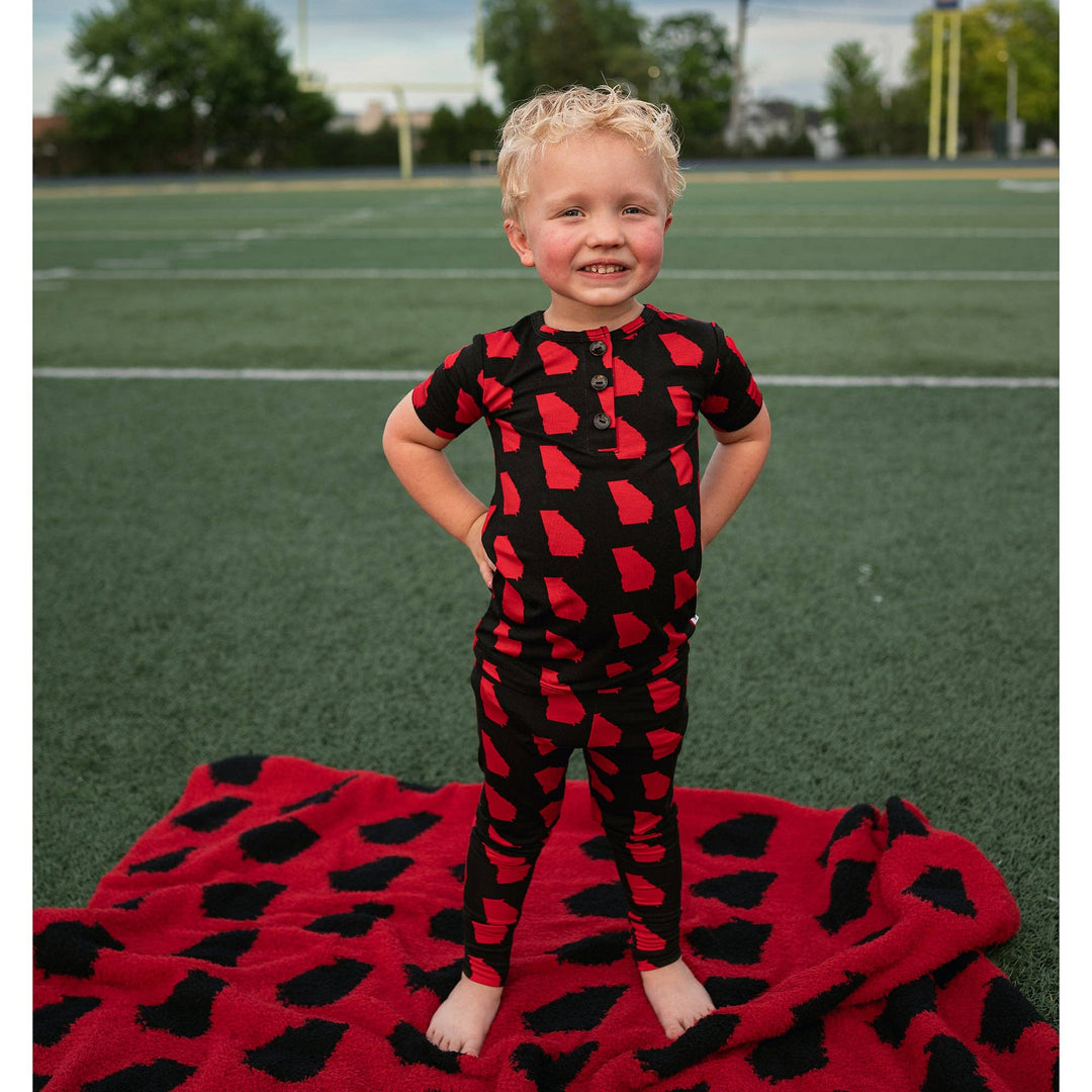 Georgia Black & Red Plush Blanket