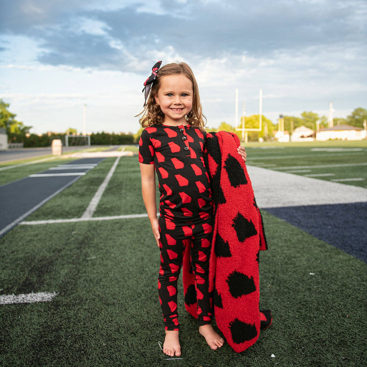 Georgia Black & Red Plush Blanket