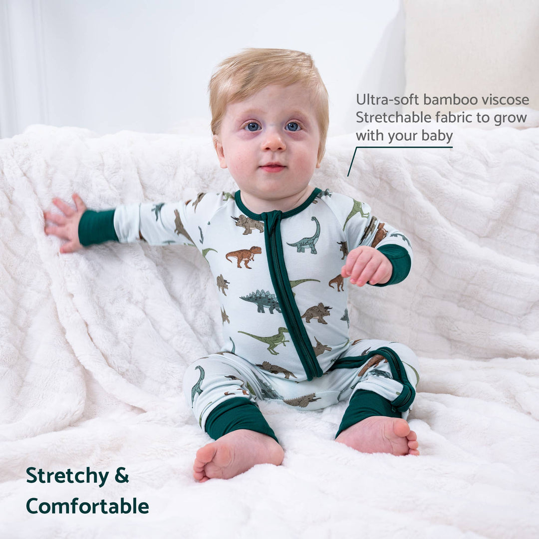 Bamboo Baby Convertible Zipper Pajama Dinosaur