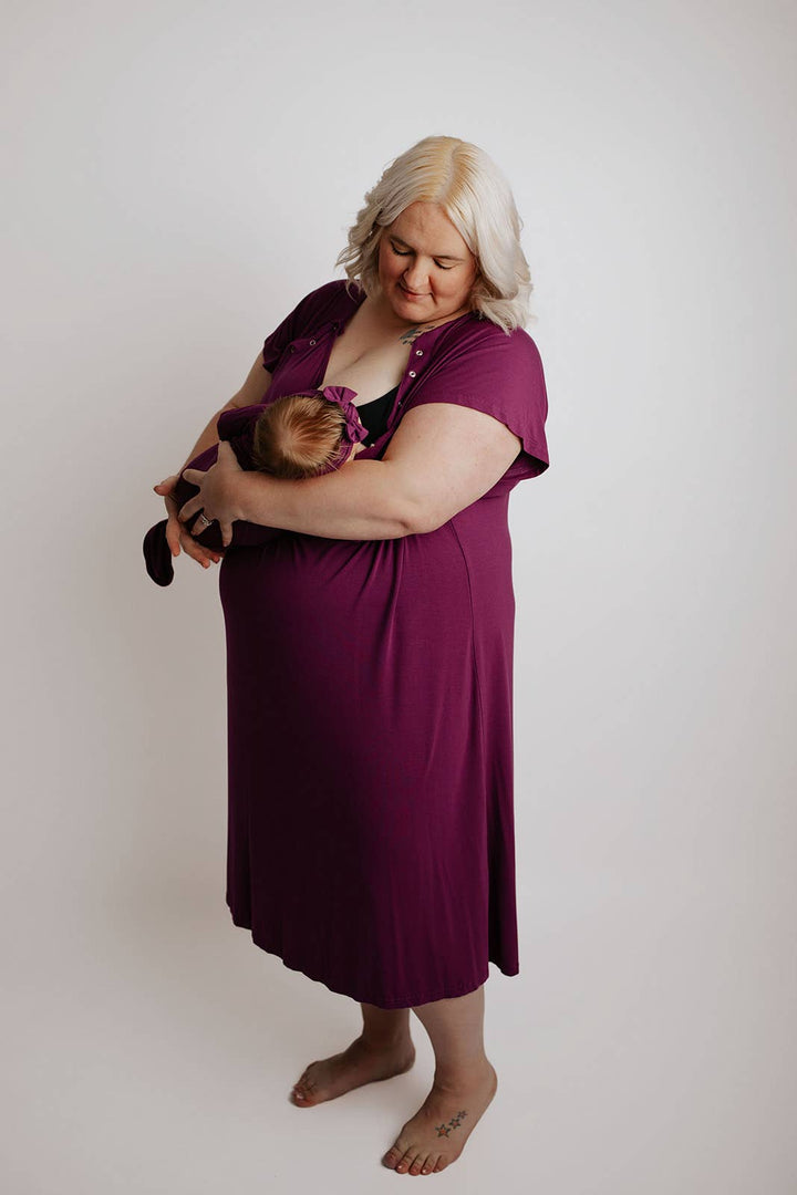 Plum Purple Knotted Newborn Baby Gown