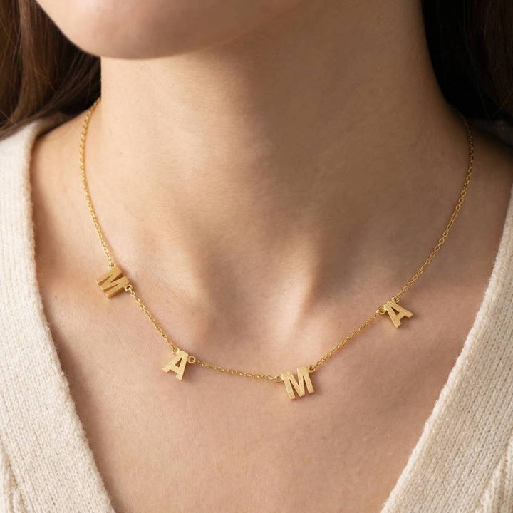 Gold Dipped Mama Station Charm Necklace