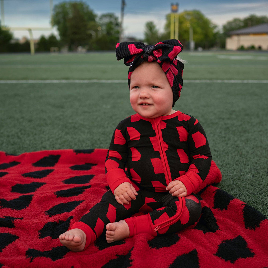 Georgia Black & Red Plush Blanket