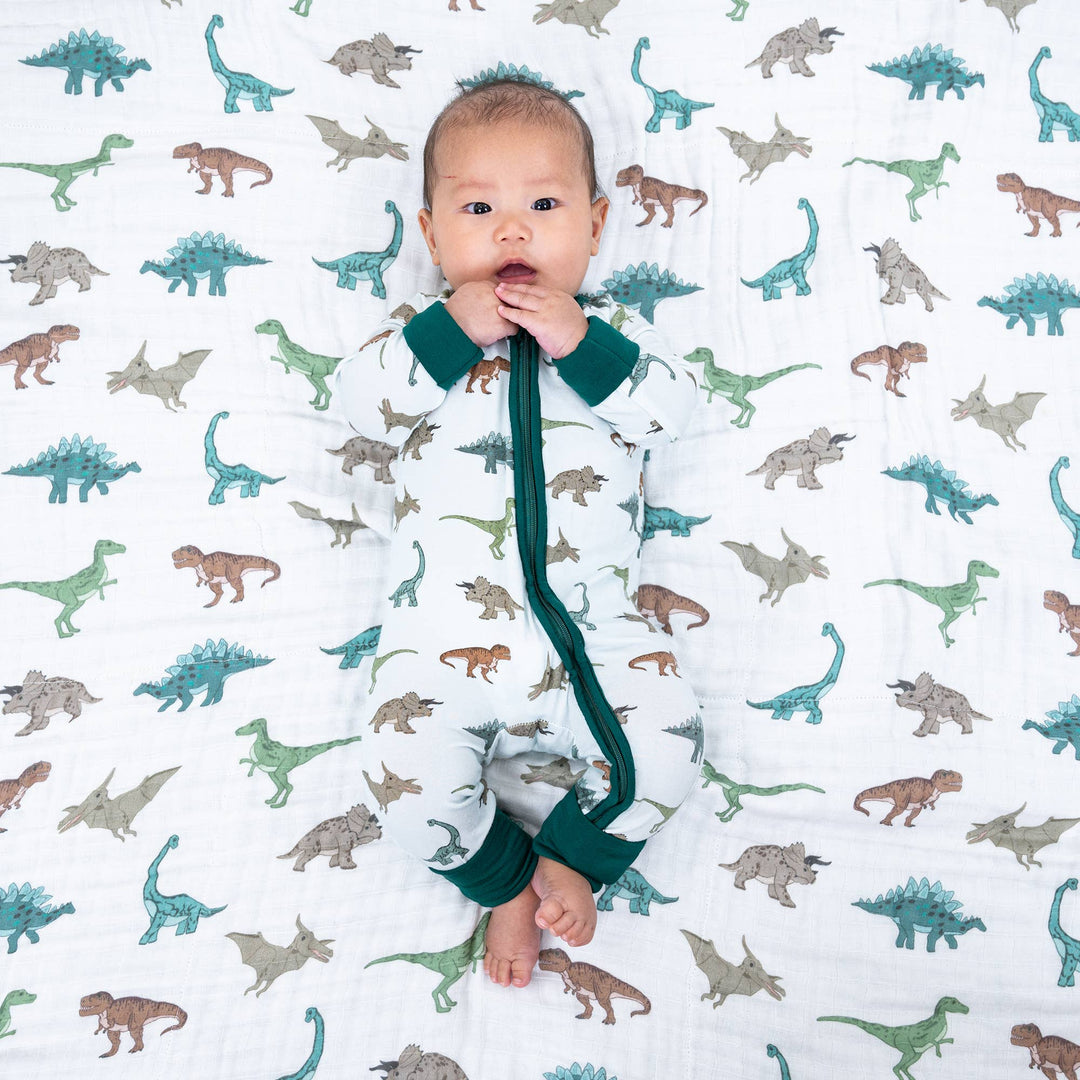Bamboo Baby Convertible Zipper Pajama Dinosaur