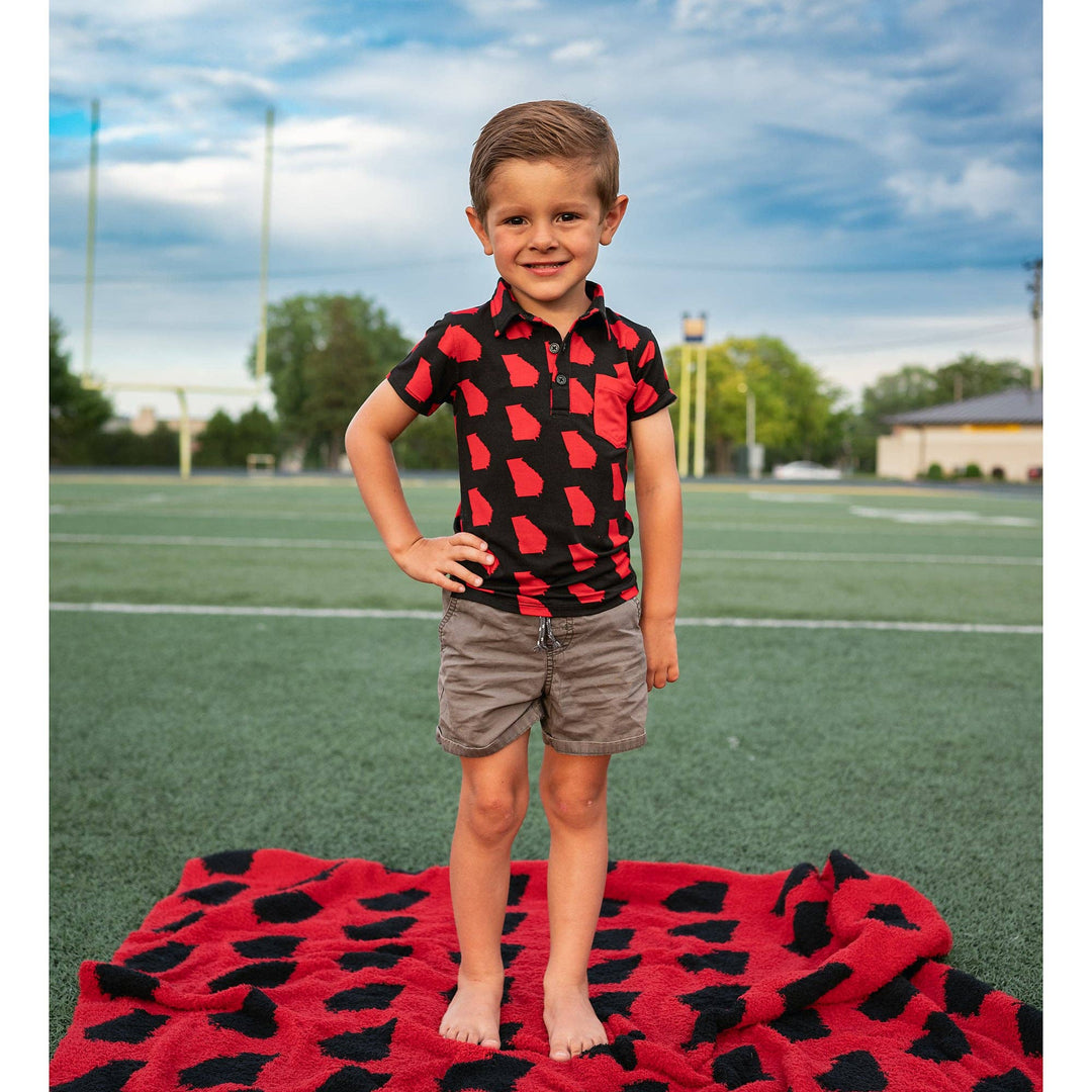 Georgia Black & Red Plush Blanket