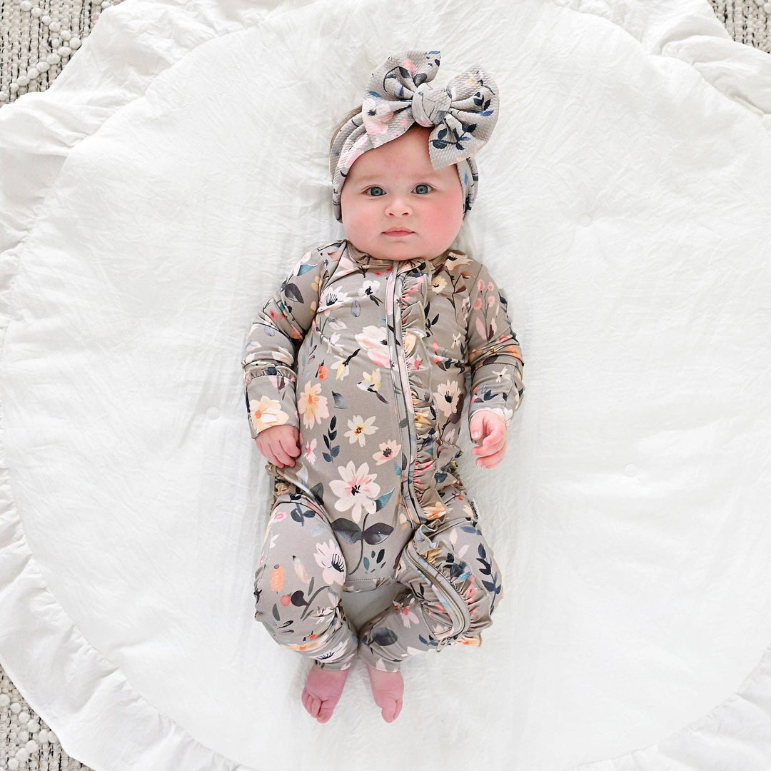 Tatum RUFFLE ZIP Bamboo One Piece Floral Baby Clothing