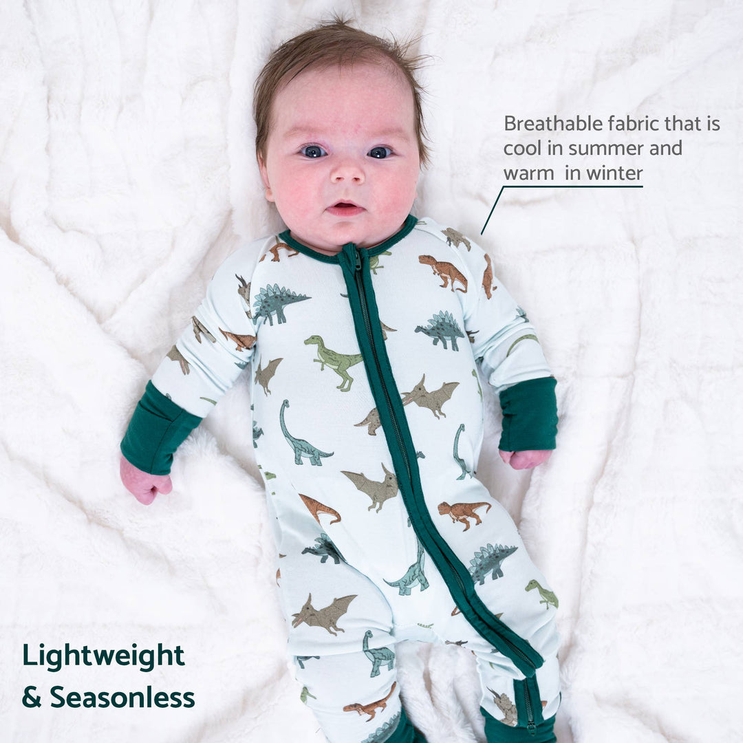 Bamboo Baby Convertible Zipper Pajama Dinosaur
