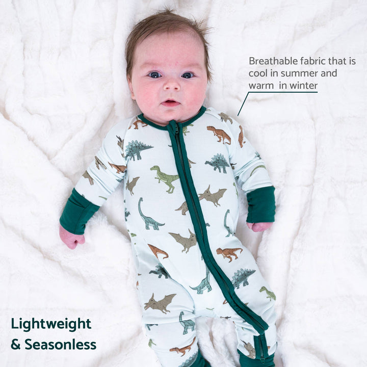Bamboo Baby Convertible Zipper Pajama Dinosaur