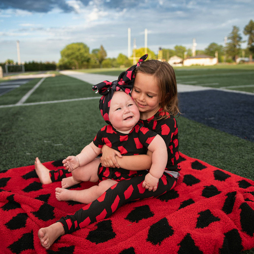 Georgia Black & Red Plush Blanket