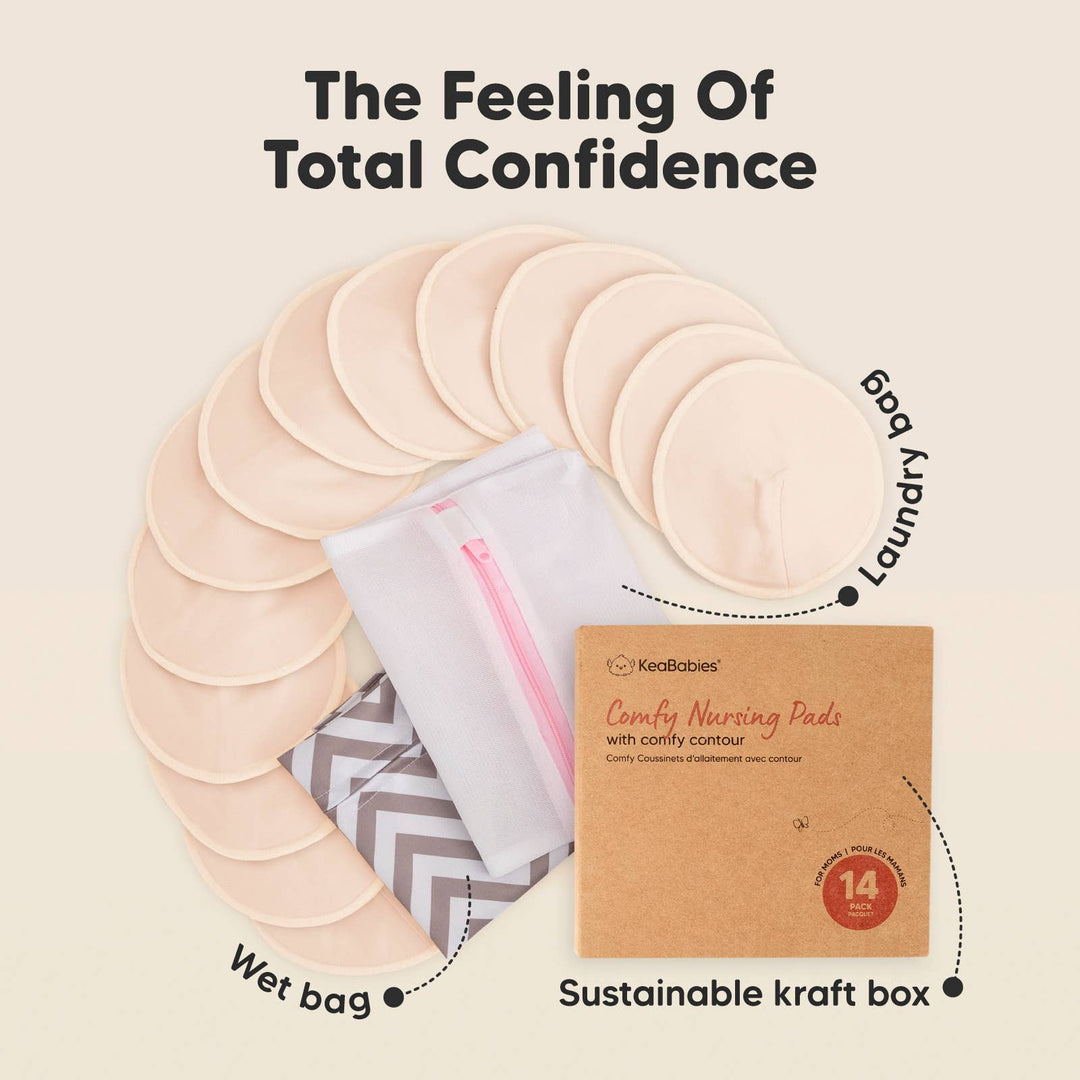 14pk Comfy Nursing Pads, Reusable Breastfeeding Pads