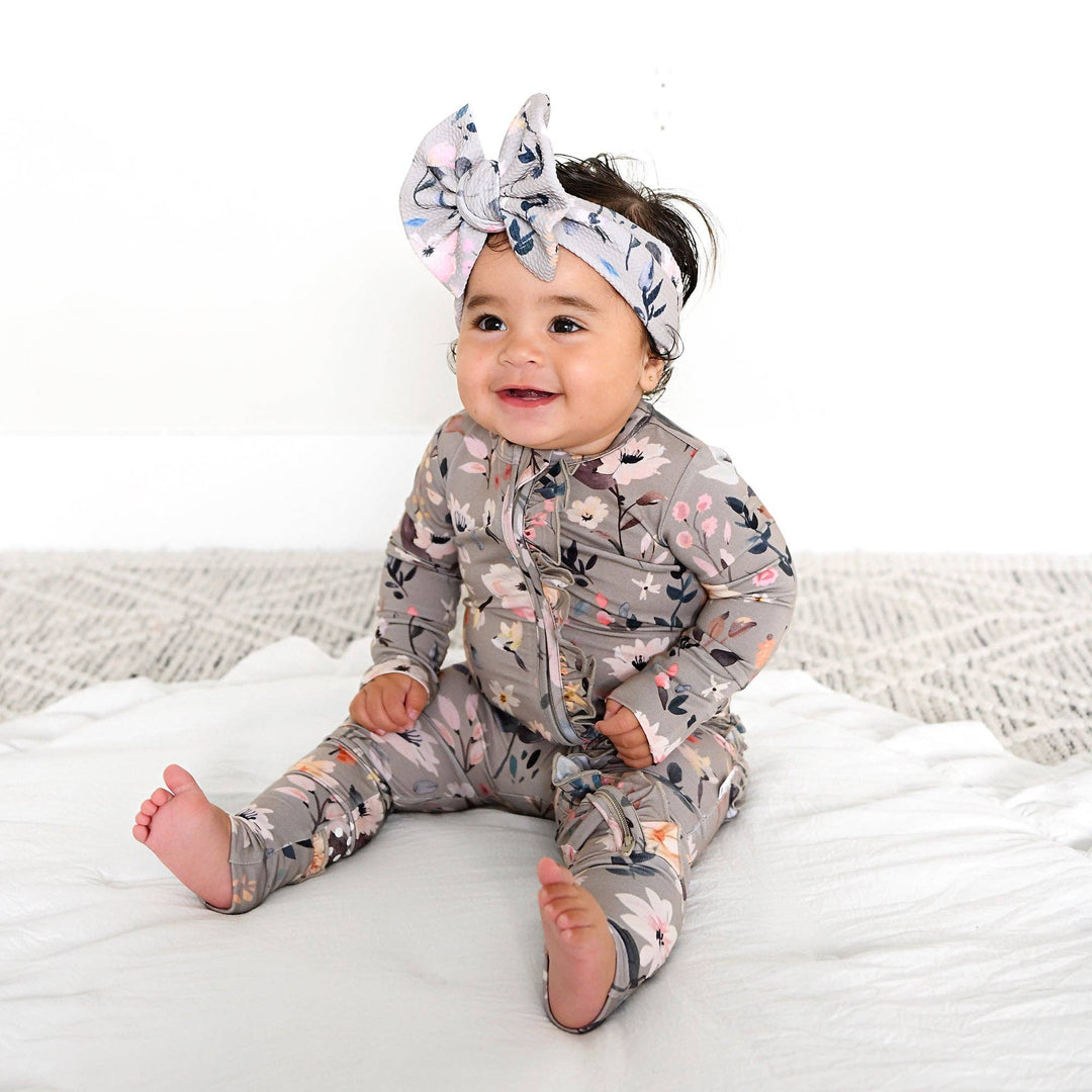 Tatum RUFFLE ZIP Bamboo One Piece Floral Baby Clothing