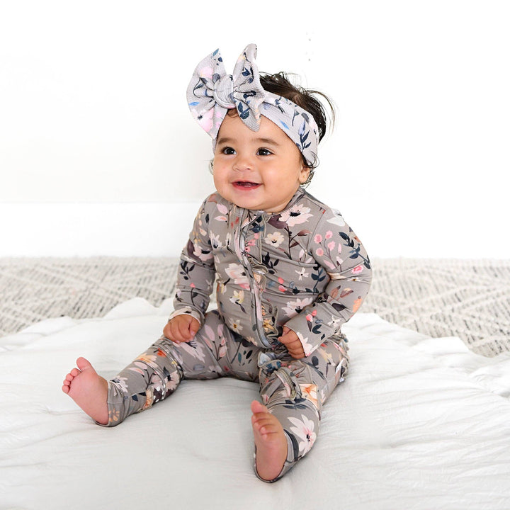 Tatum RUFFLE ZIP Bamboo One Piece Floral Baby Clothing