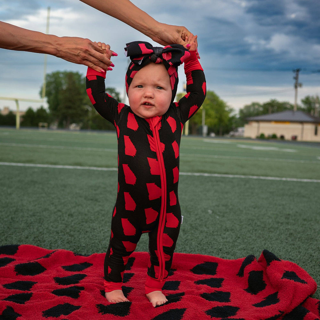 Georgia Black & Red Plush Blanket