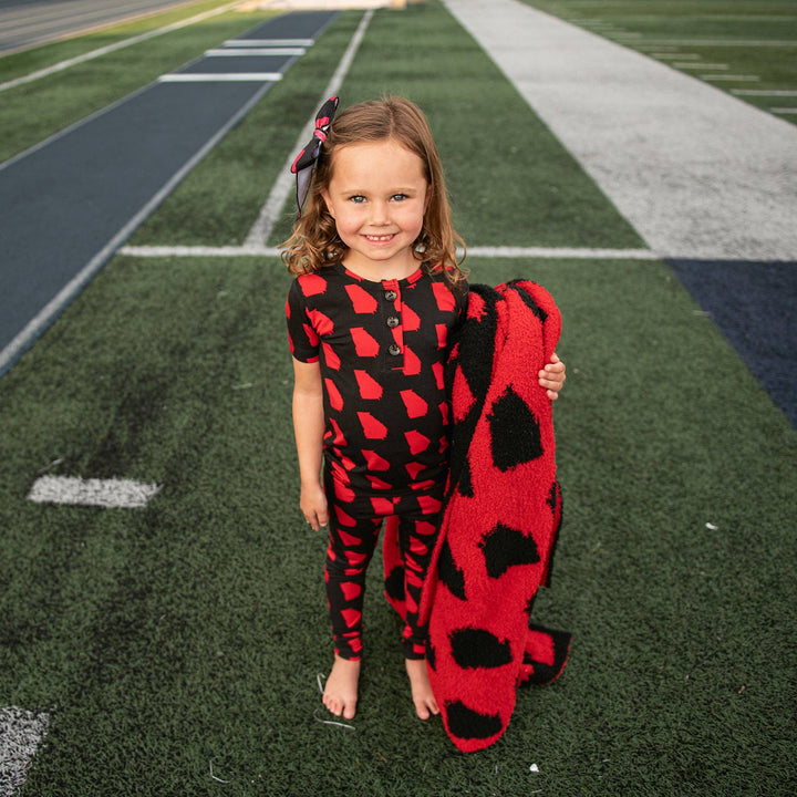 Georgia Black & Red Plush Blanket