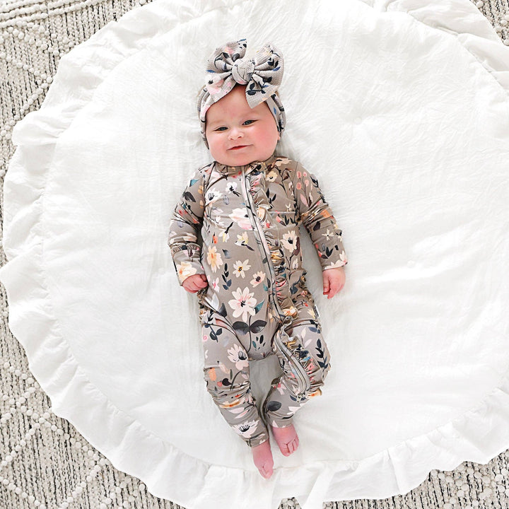 Tatum RUFFLE ZIP Bamboo One Piece Floral Baby Clothing