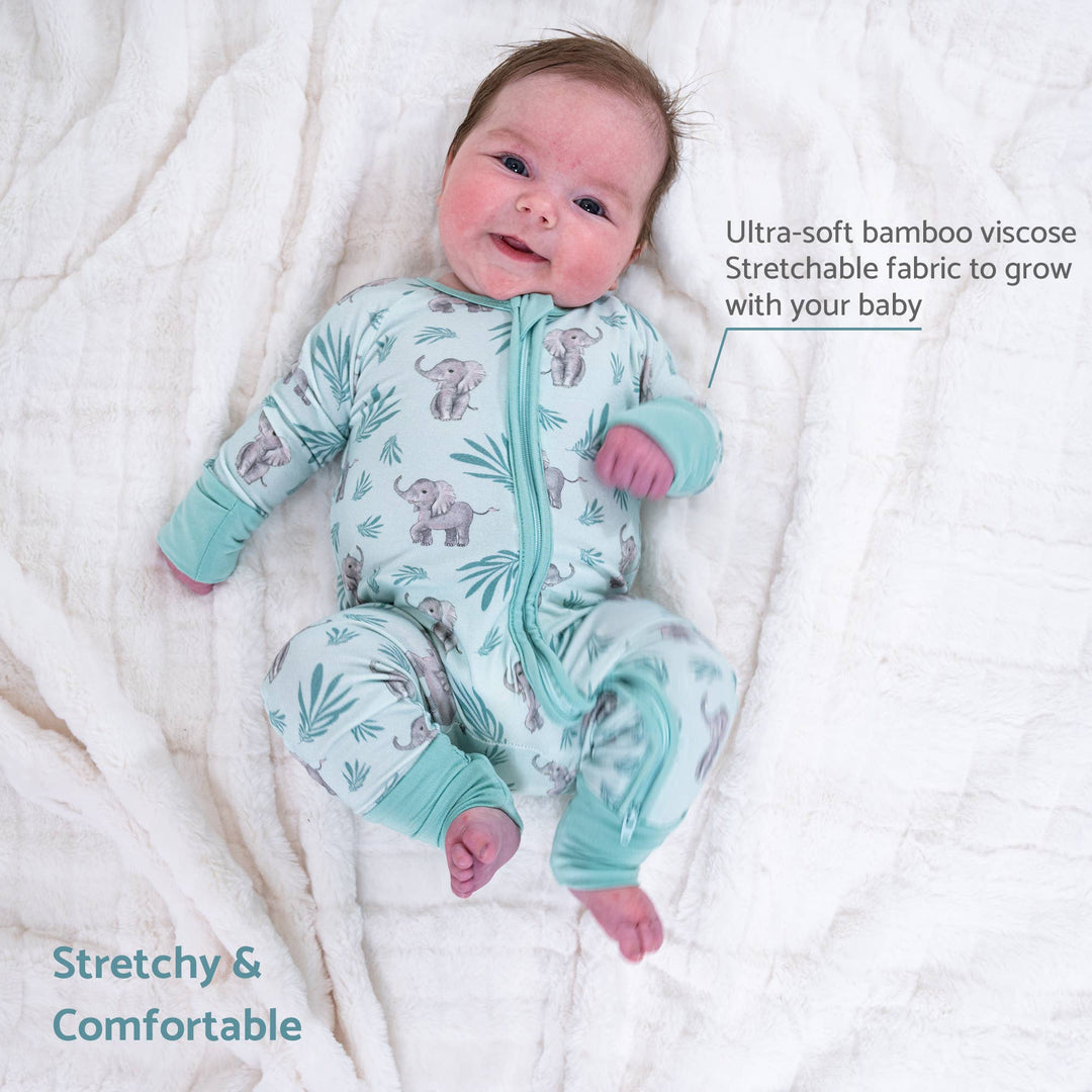Bamboo Baby Convertible Zipper Pajama Elephant